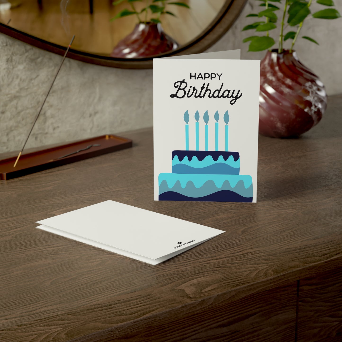 Big Blue Cake Birthday Card — Blank Cards (Set of 10)