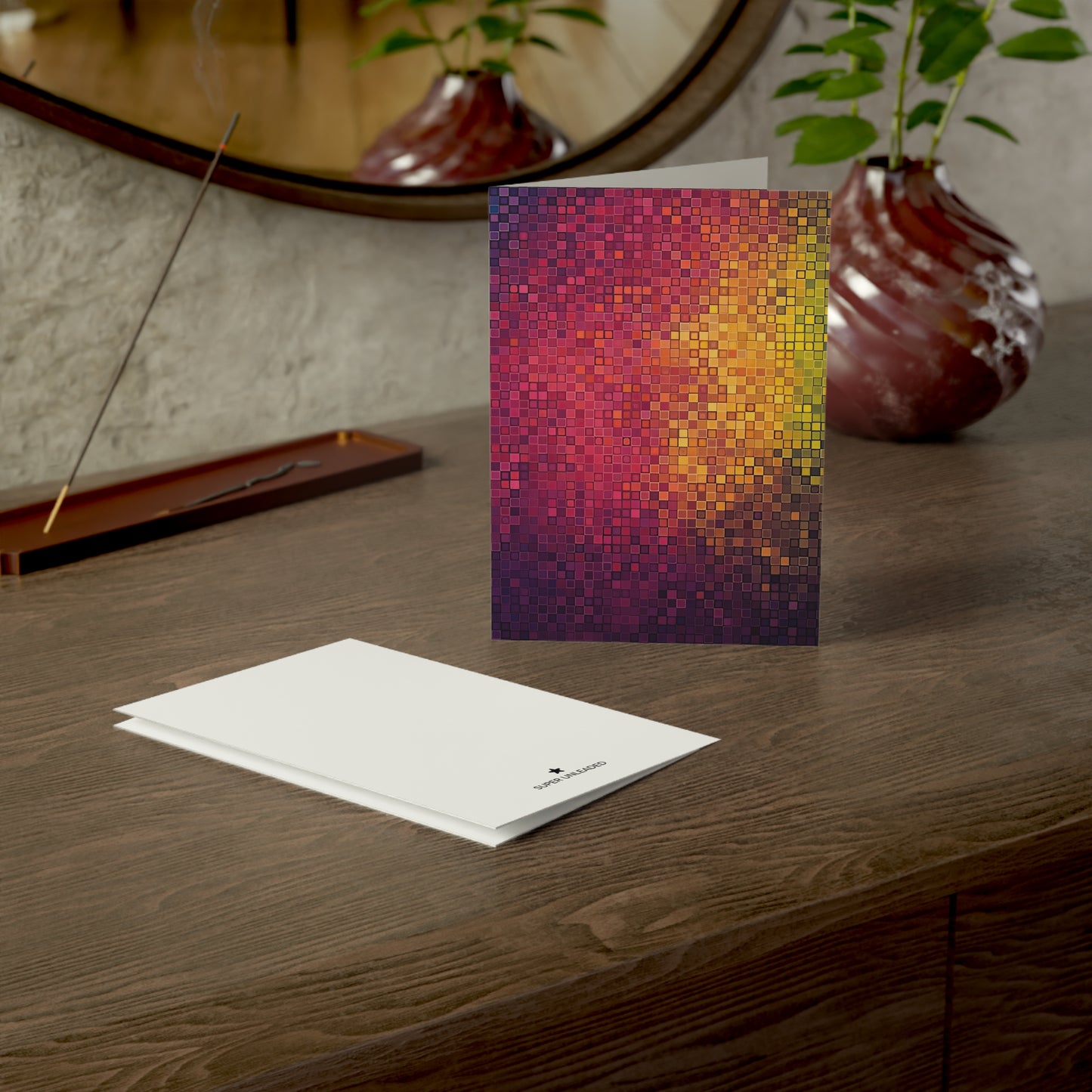 Abstract Red Tile — Blank Card (Set of 10)