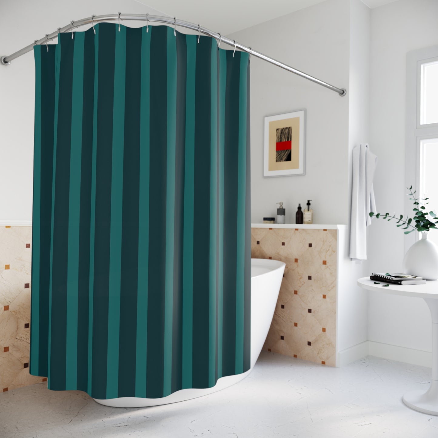 Green Stripe Shower Curtain
