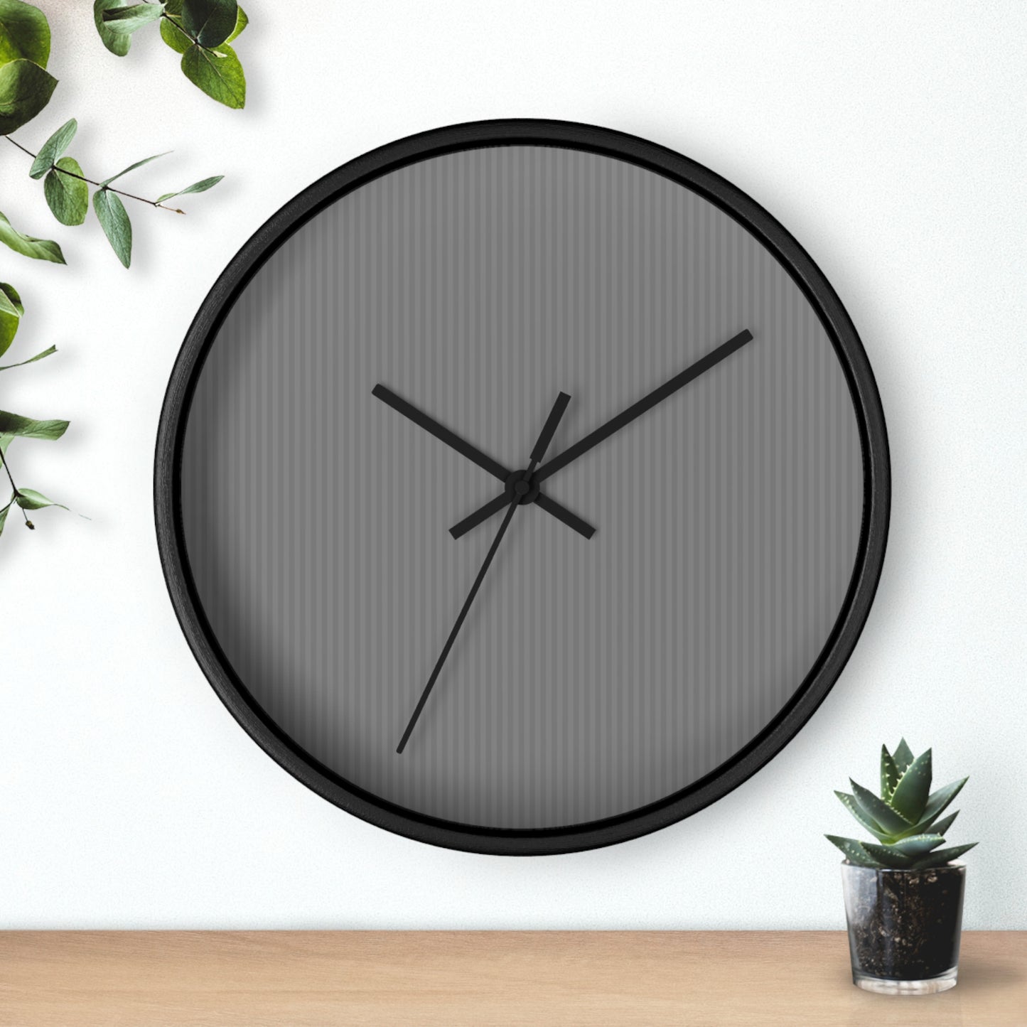 Modern Gray Pinstripe Wall Clock