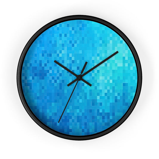 Abstract Blue Pixels Wall Clock