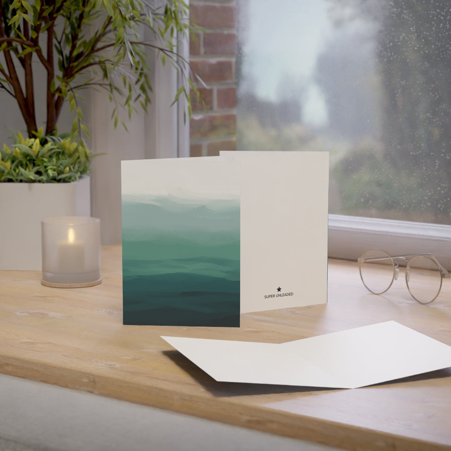 Calm Green Waves — Blank Cards (Set of 10)