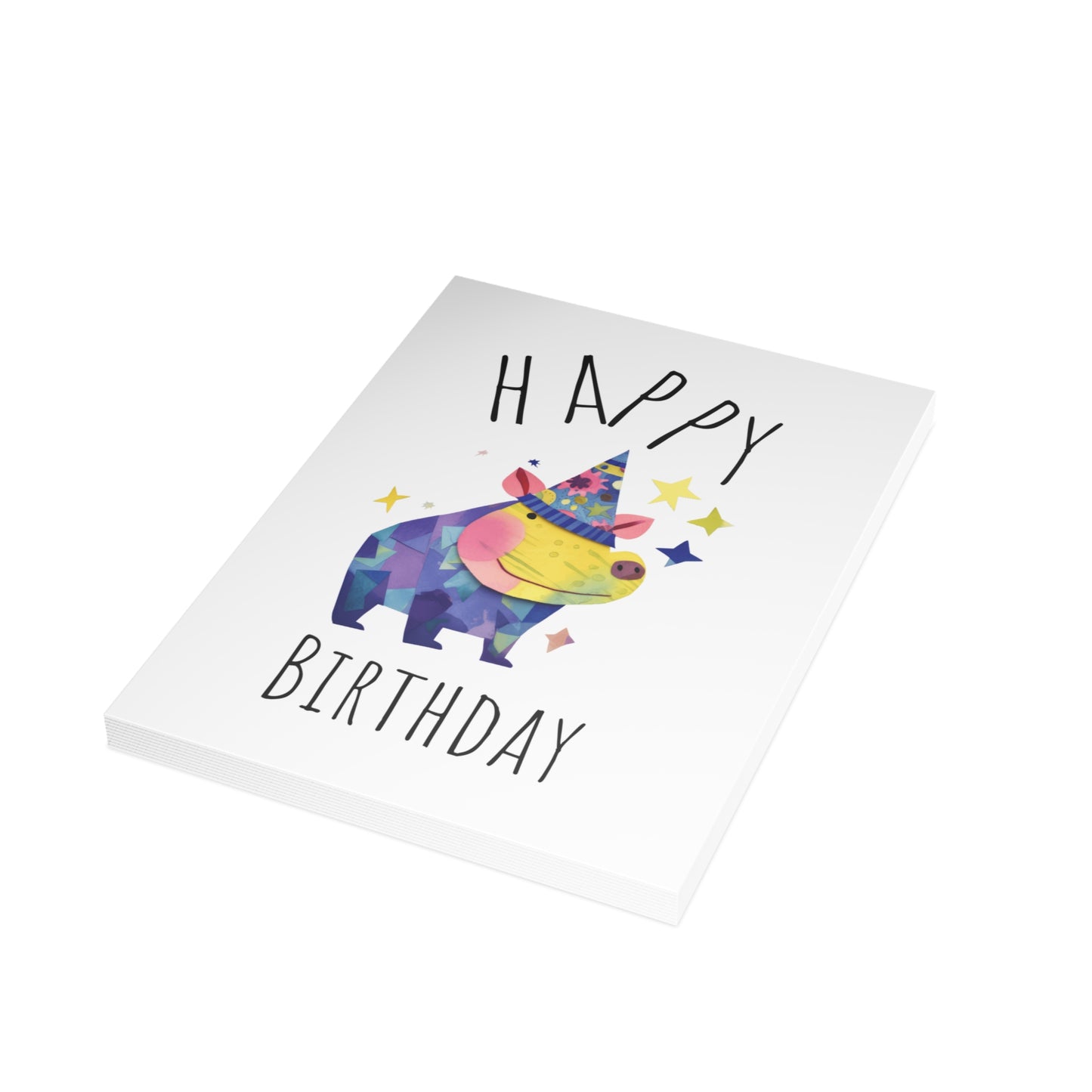 Happy Hippo Birthday Card — Blank Cards (Set of 10)