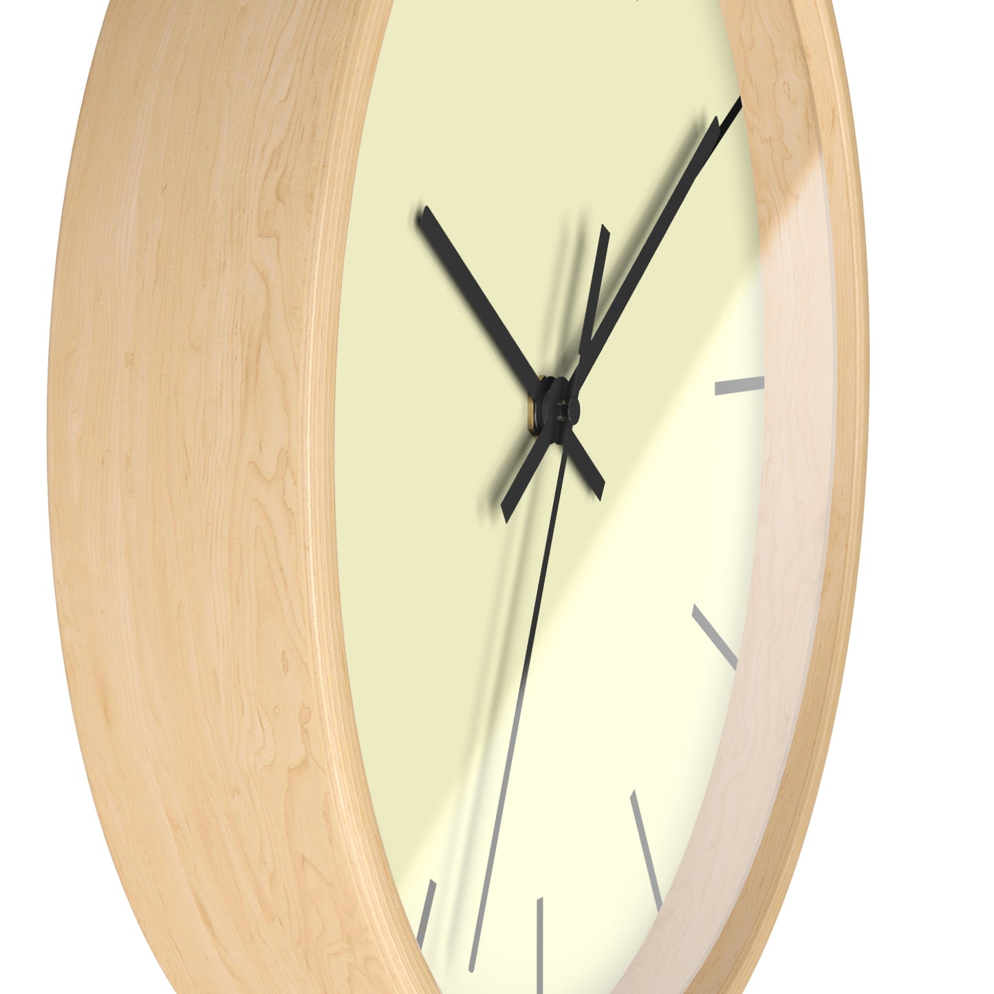 Pale Yellowish-White w Black Lines Wall Clock
