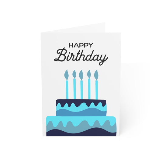 Big Blue Cake Birthday Card — Blank Cards (Set of 10)