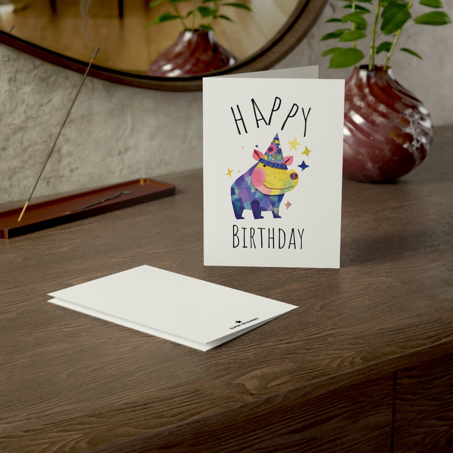 Happy Hippo Birthday Card — Blank Cards (Set of 10)