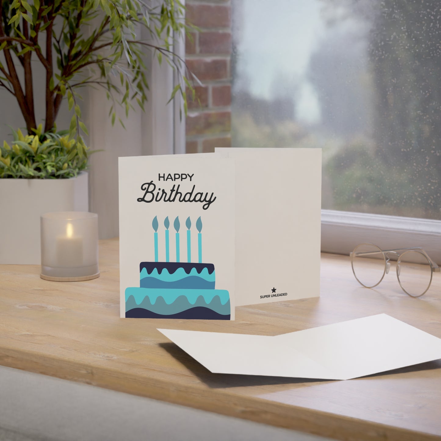 Big Blue Cake Birthday Card — Blank Cards (Set of 10)