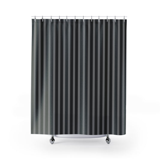 Dark Vertical Stripe Shower Curtain