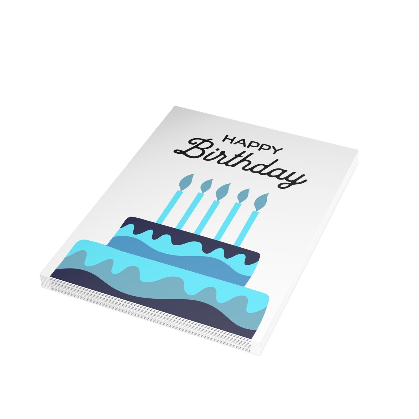 Big Blue Cake Birthday Card — Blank Cards (Set of 10)