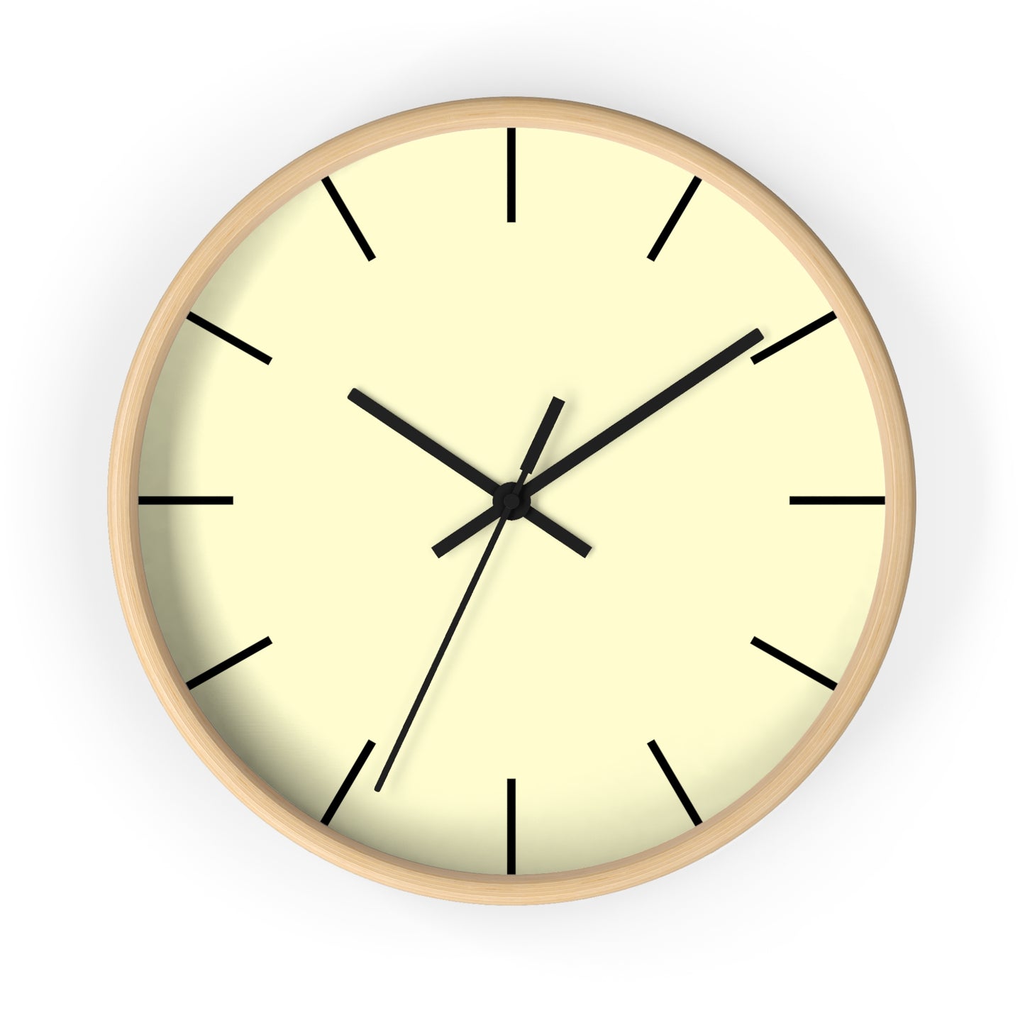 Pale Yellowish-White w Black Lines Wall Clock