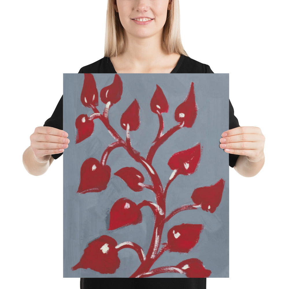 Red Leaves Gouache Painting
