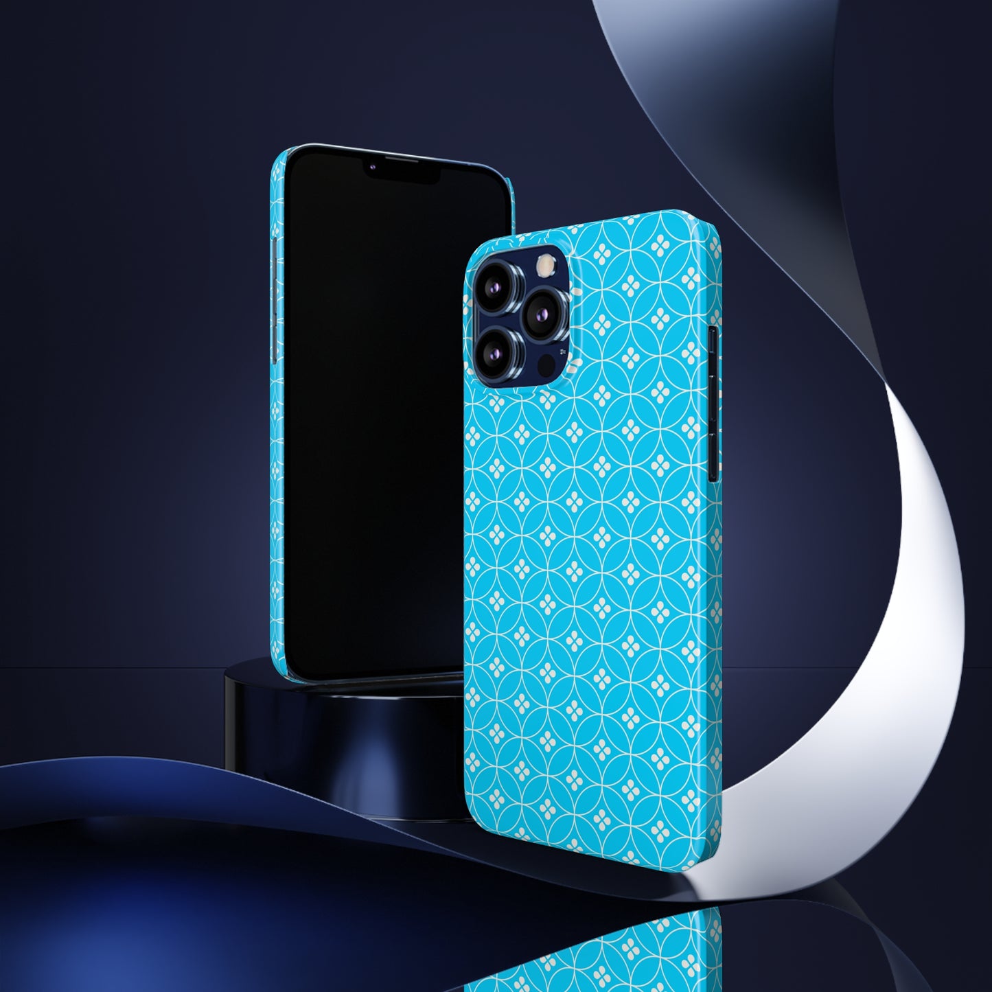 Bright Blue Flower Pattern Slim iPhone Cases