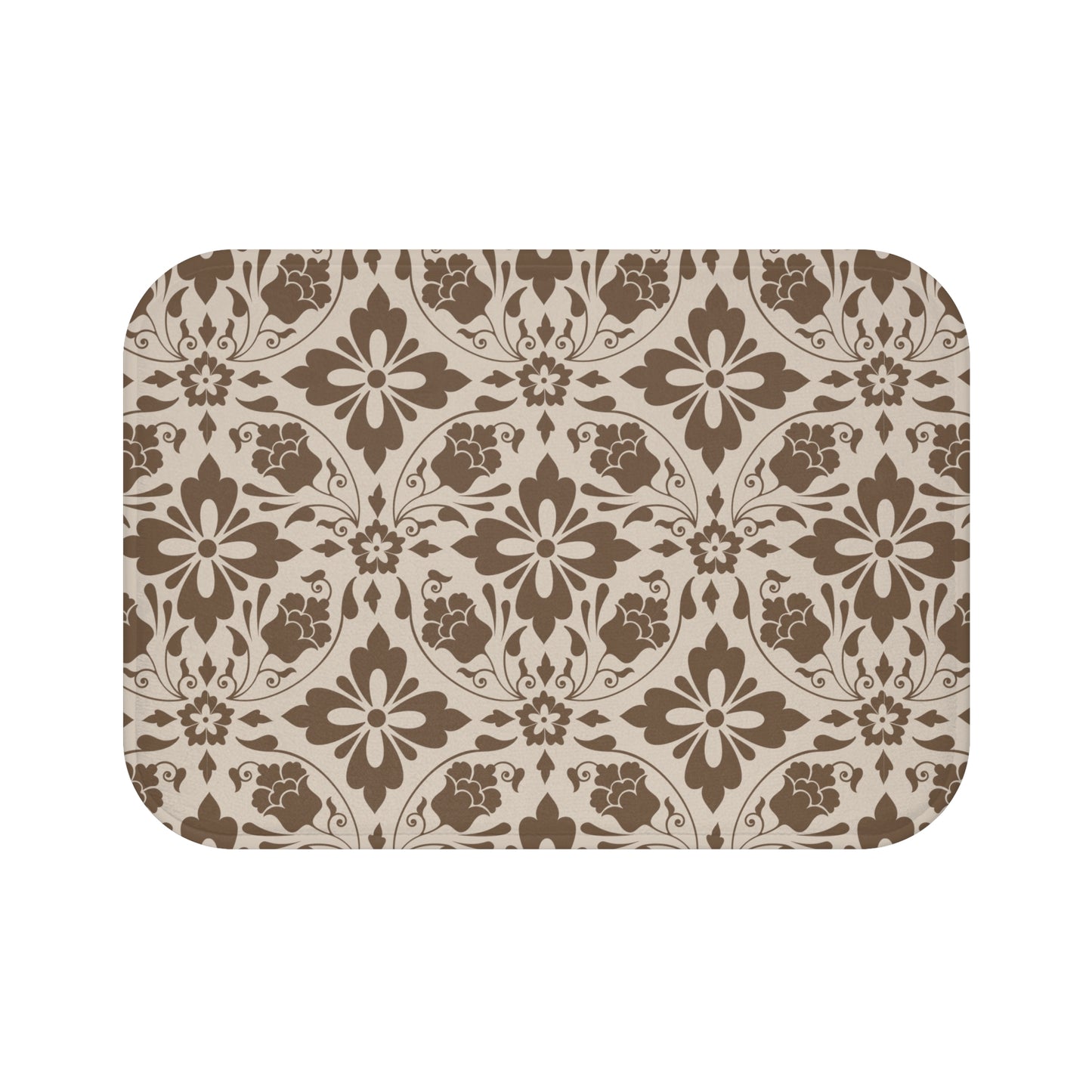 Brown Flower Pattern Bath Mat