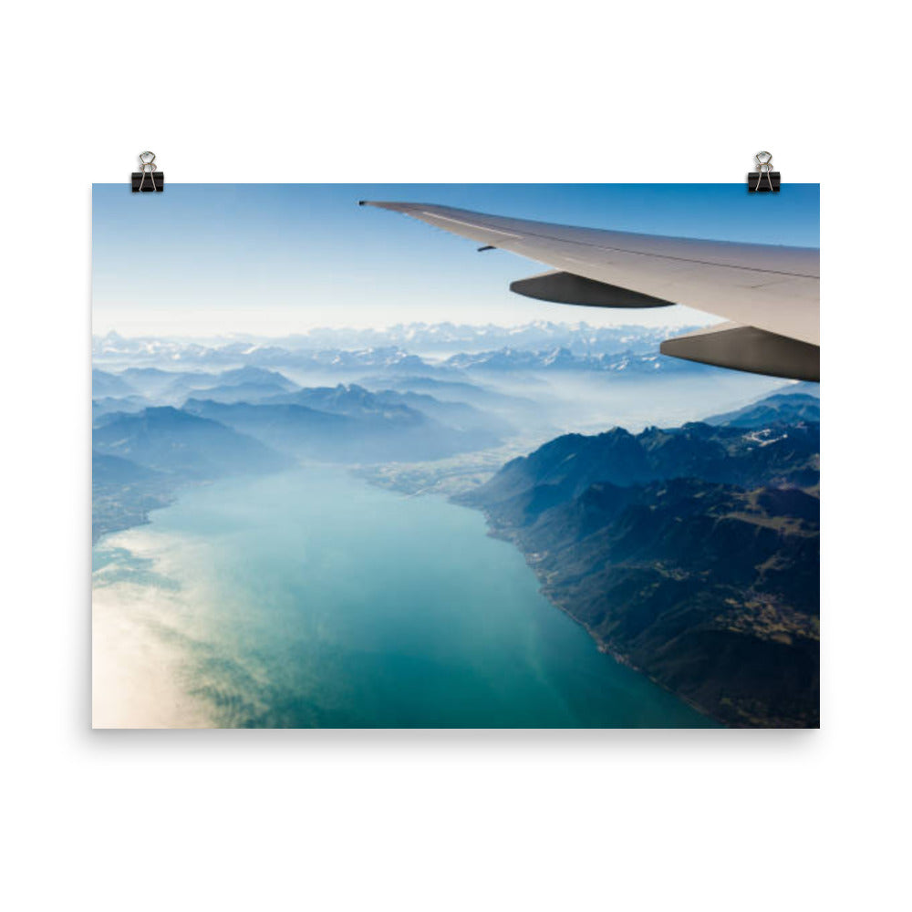 Alpine Scenery Through Airplane Window