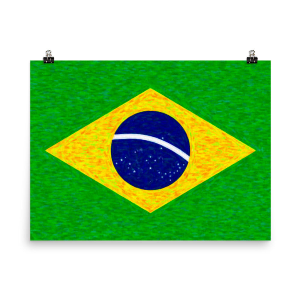 Brazil Flag Watercolor Poster