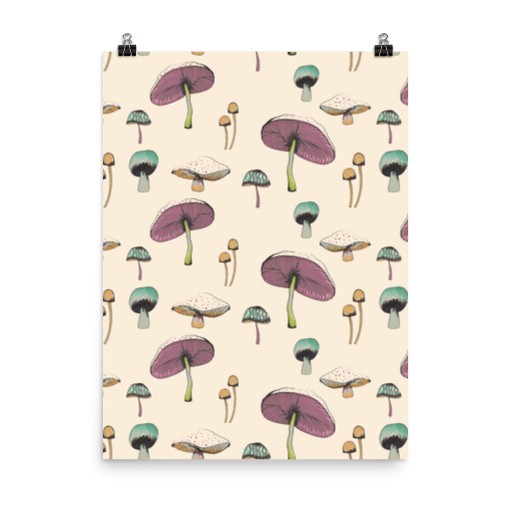 Bunch of Mushrooms Pattern Poster