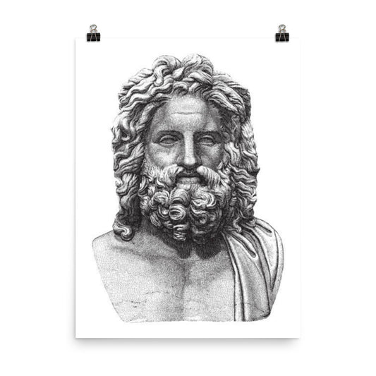 Bust of Zeus Engraved Illustration