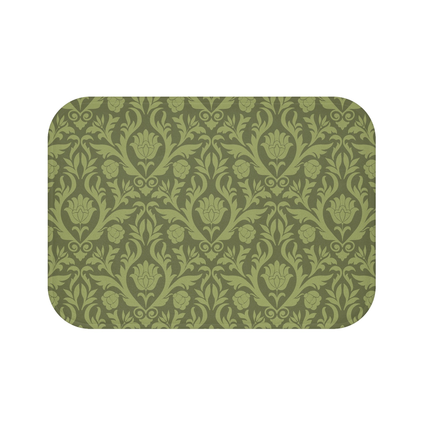 Green Flower Pattern Bath Mat
