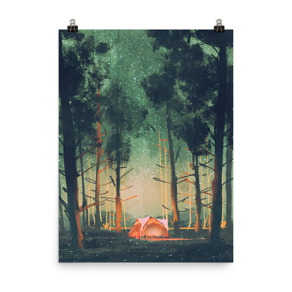Camping In Forest Illustration