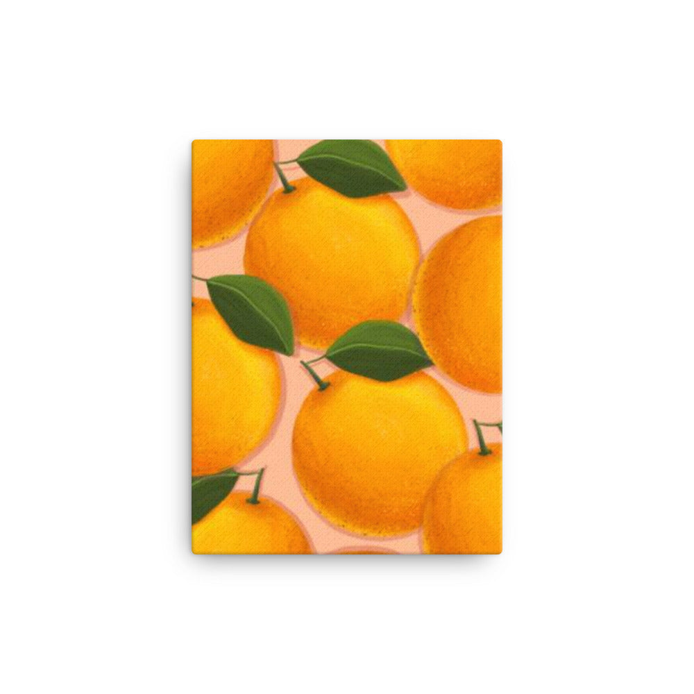 Oranges with Leaves Canvas Print