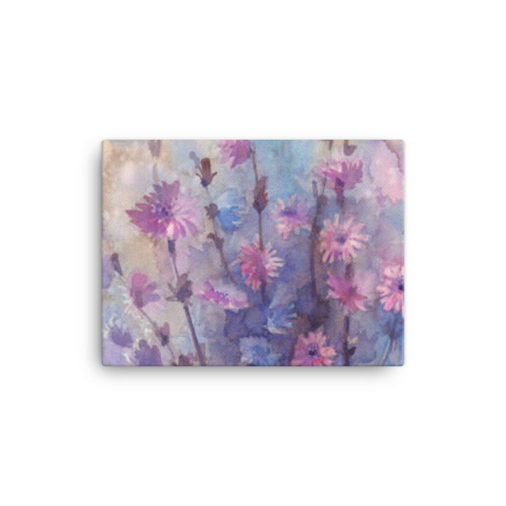 Blue & Pink Flowers Canvas Print