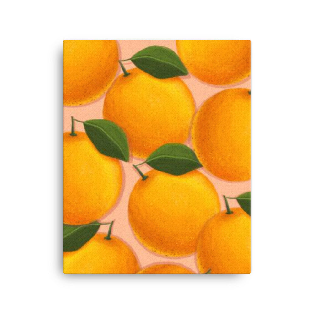 Oranges with Leaves Canvas Print