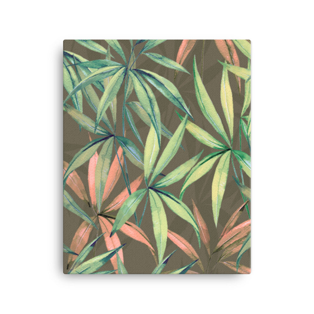 Pink Tropical Leaves Canvas Print