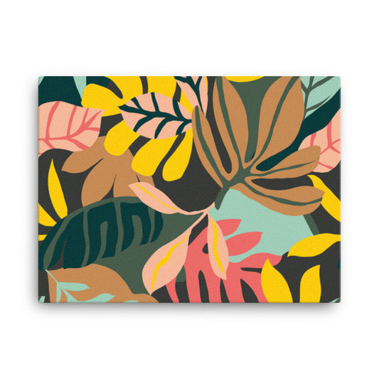 Big Colorful Tropical Leaves Pattern Canvas Print