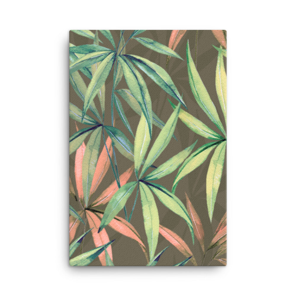 Pink Tropical Leaves Canvas Print