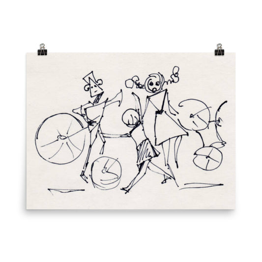 Children and Bicycle Drawing