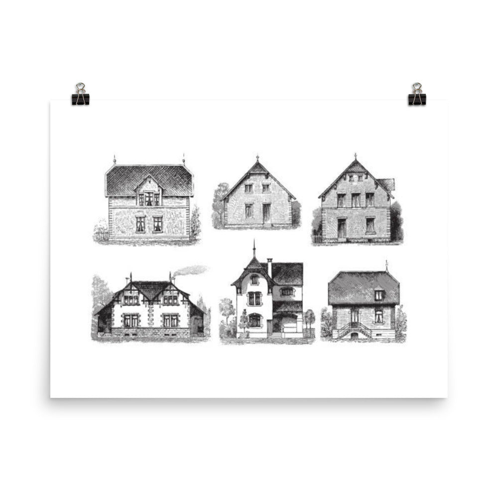 Collection of Old Houses Engraving