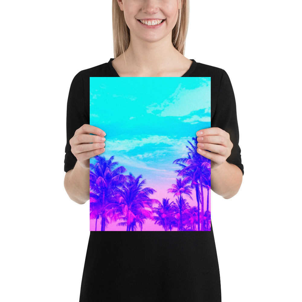Neon Purple Palm Trees Poster