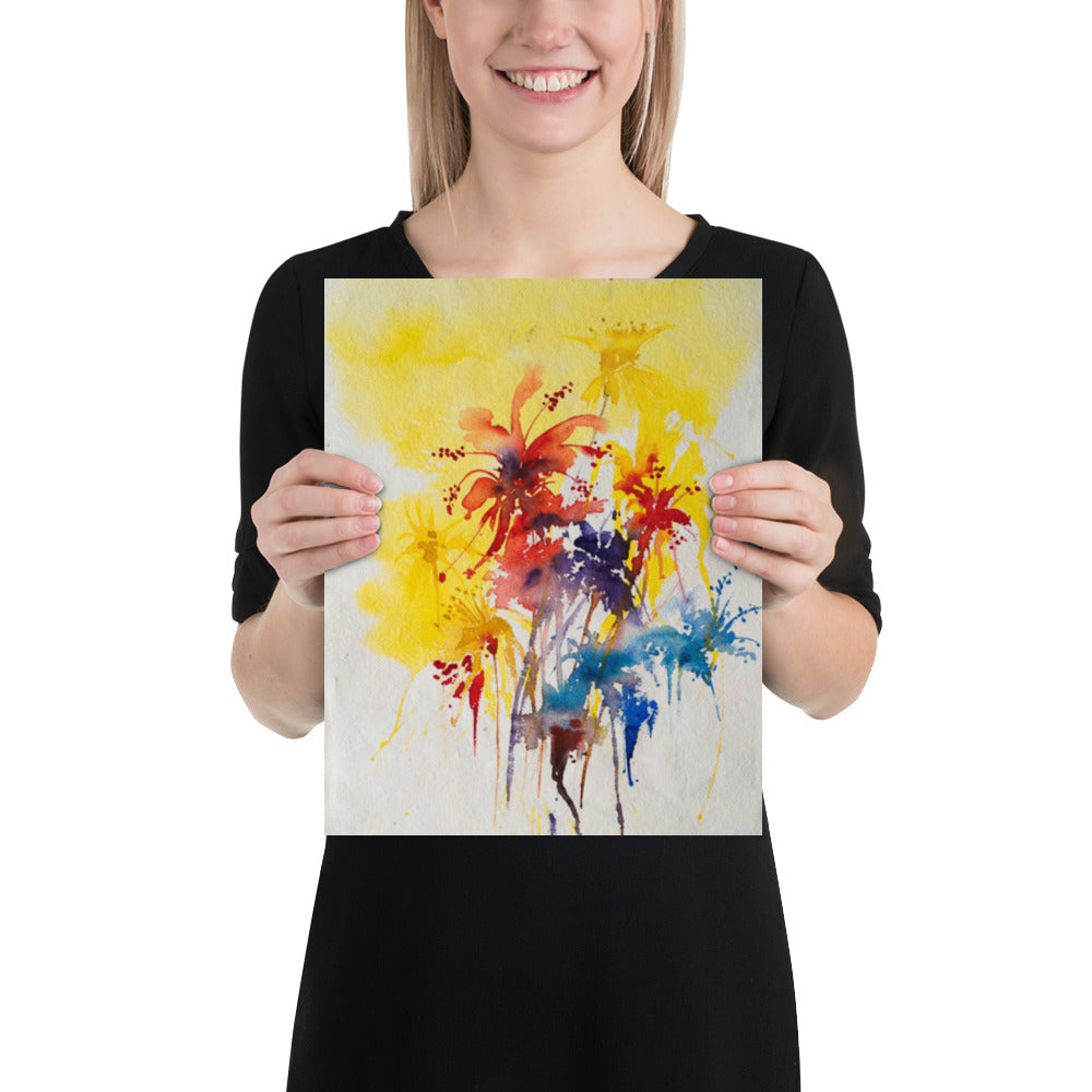 Abstract Paint Splash Flowers Poster