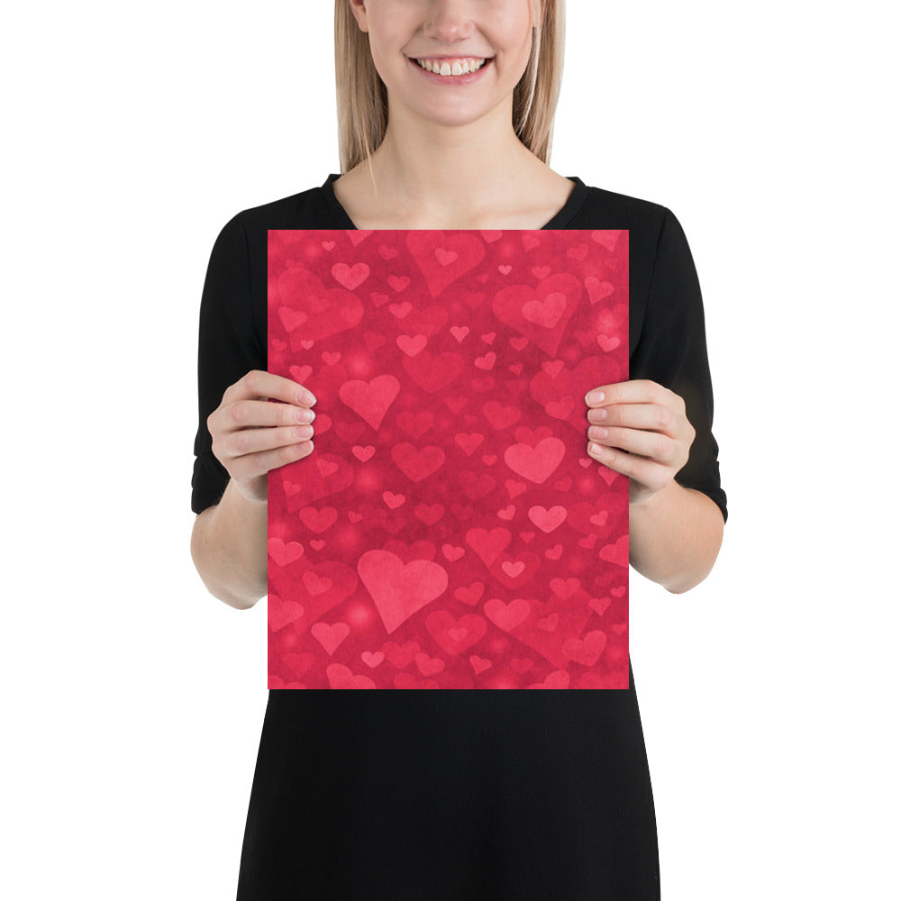 Soft Textured Hearts Poster
