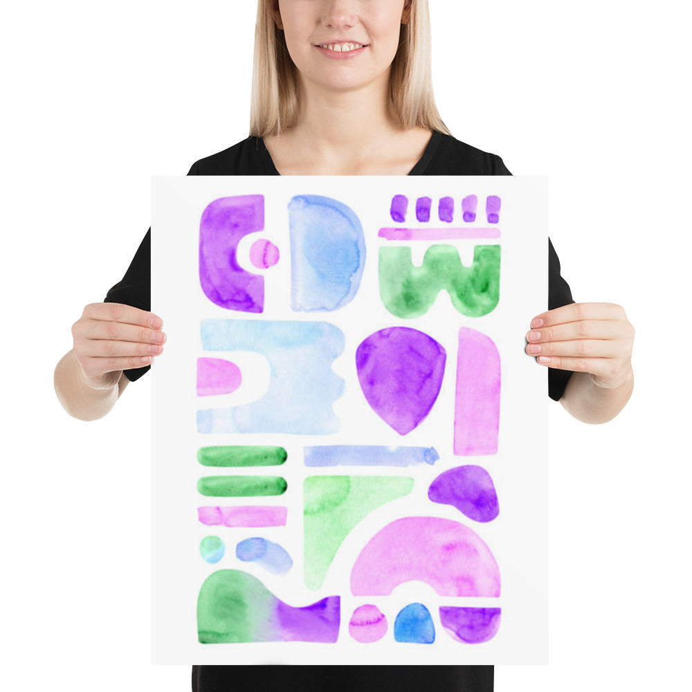 Abstract Purple Watercolor Shapes