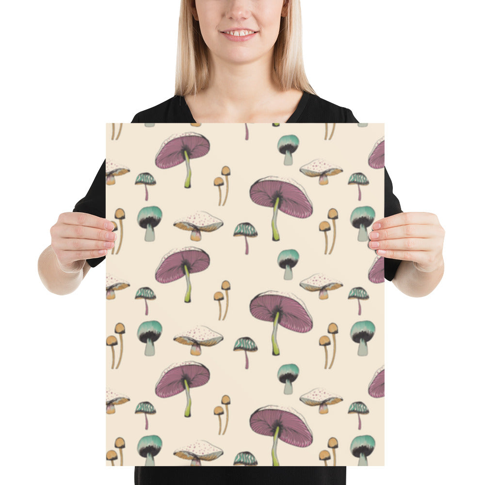 Bunch of Mushrooms Pattern Poster