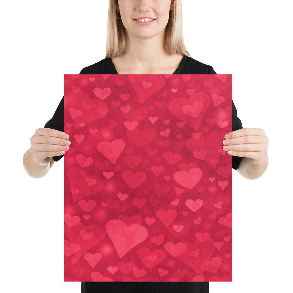 Soft Textured Hearts Poster