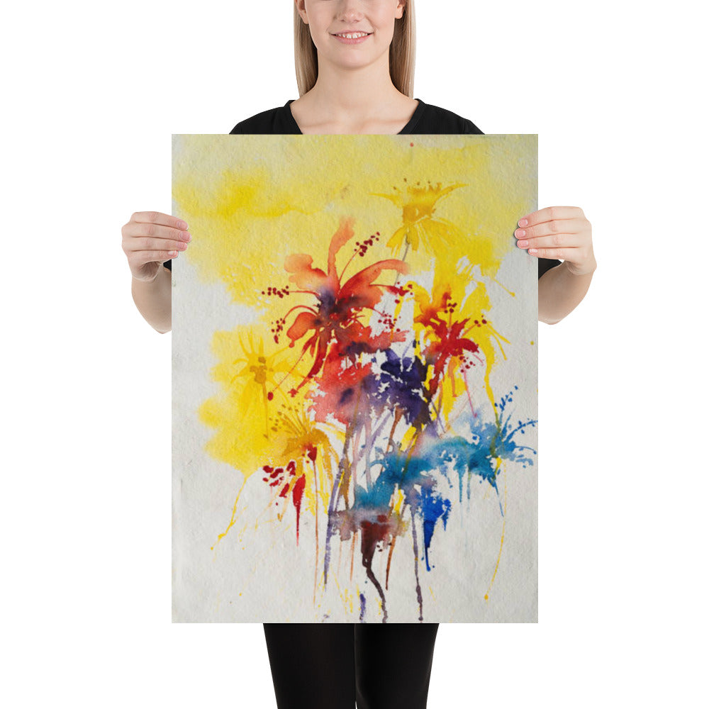 Abstract Paint Splash Flowers Poster