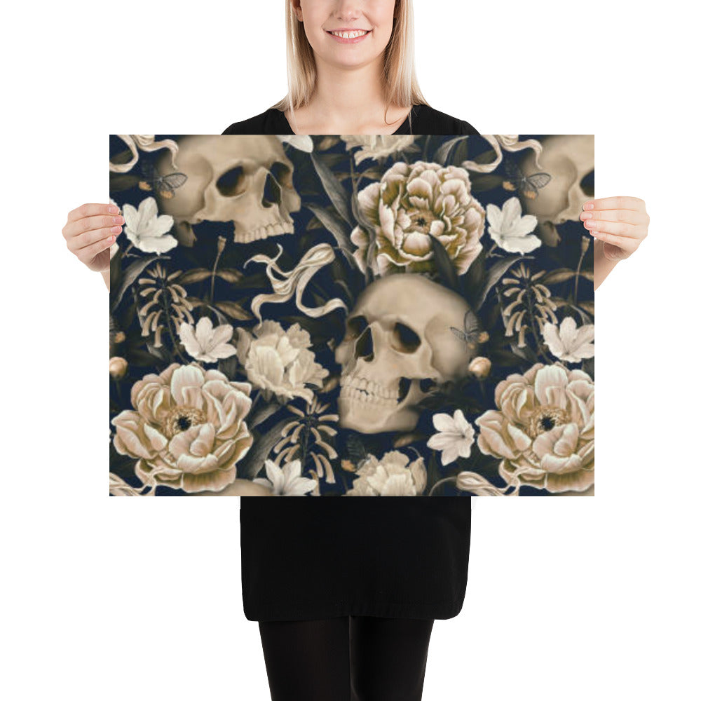 Skulls & Flowers Poster
