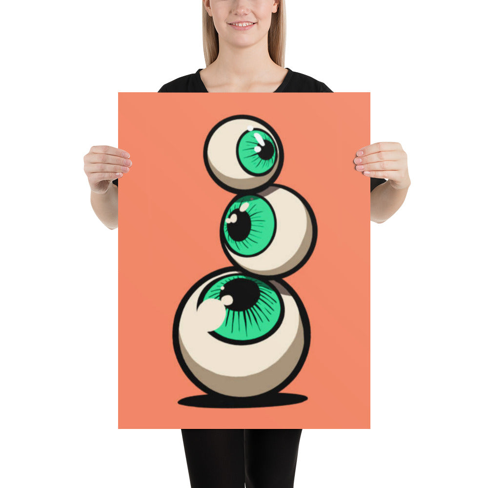 Stacked Cartoon Eyeballs Poster