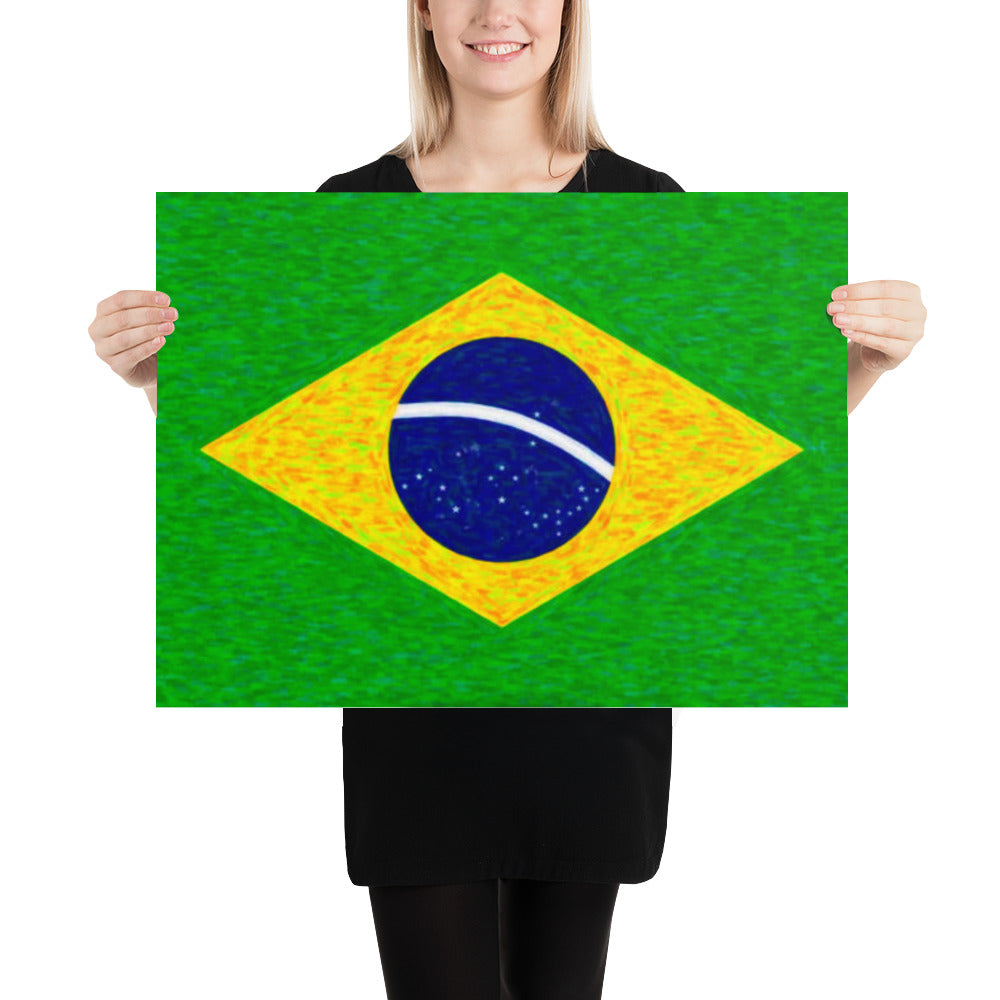 Brazil Flag Watercolor Poster