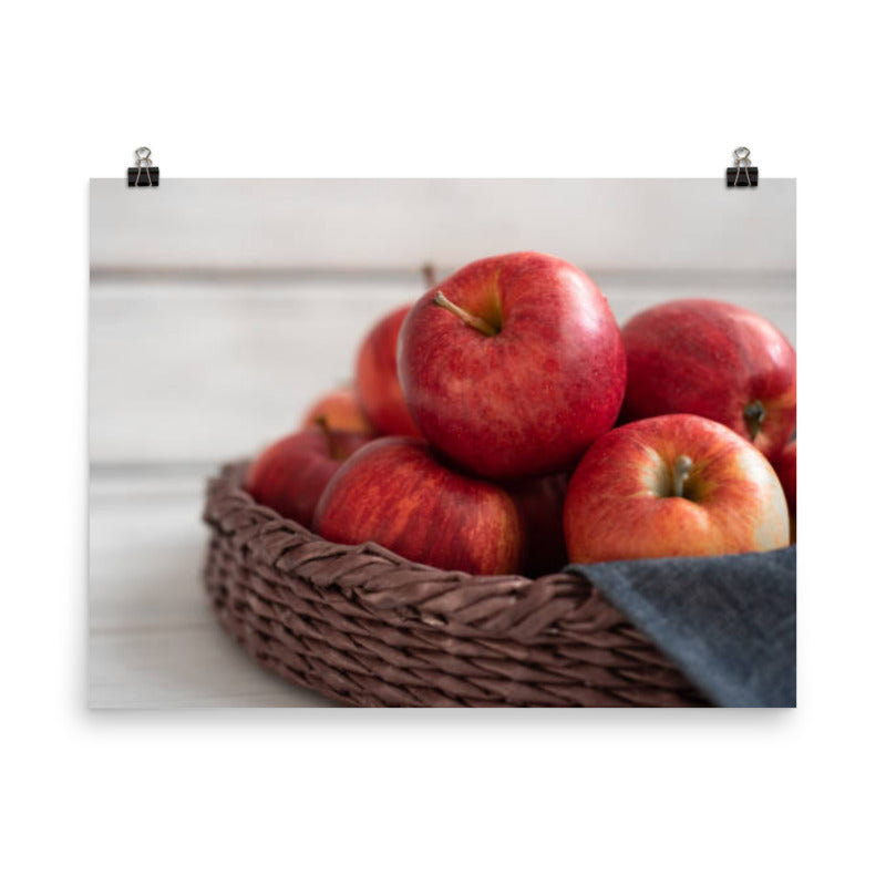 Fresh Red Apples in a Wicker Basket