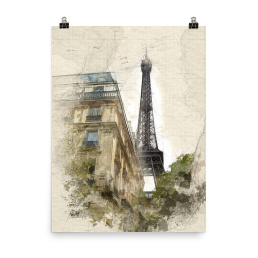 Paris Map Collage Poster