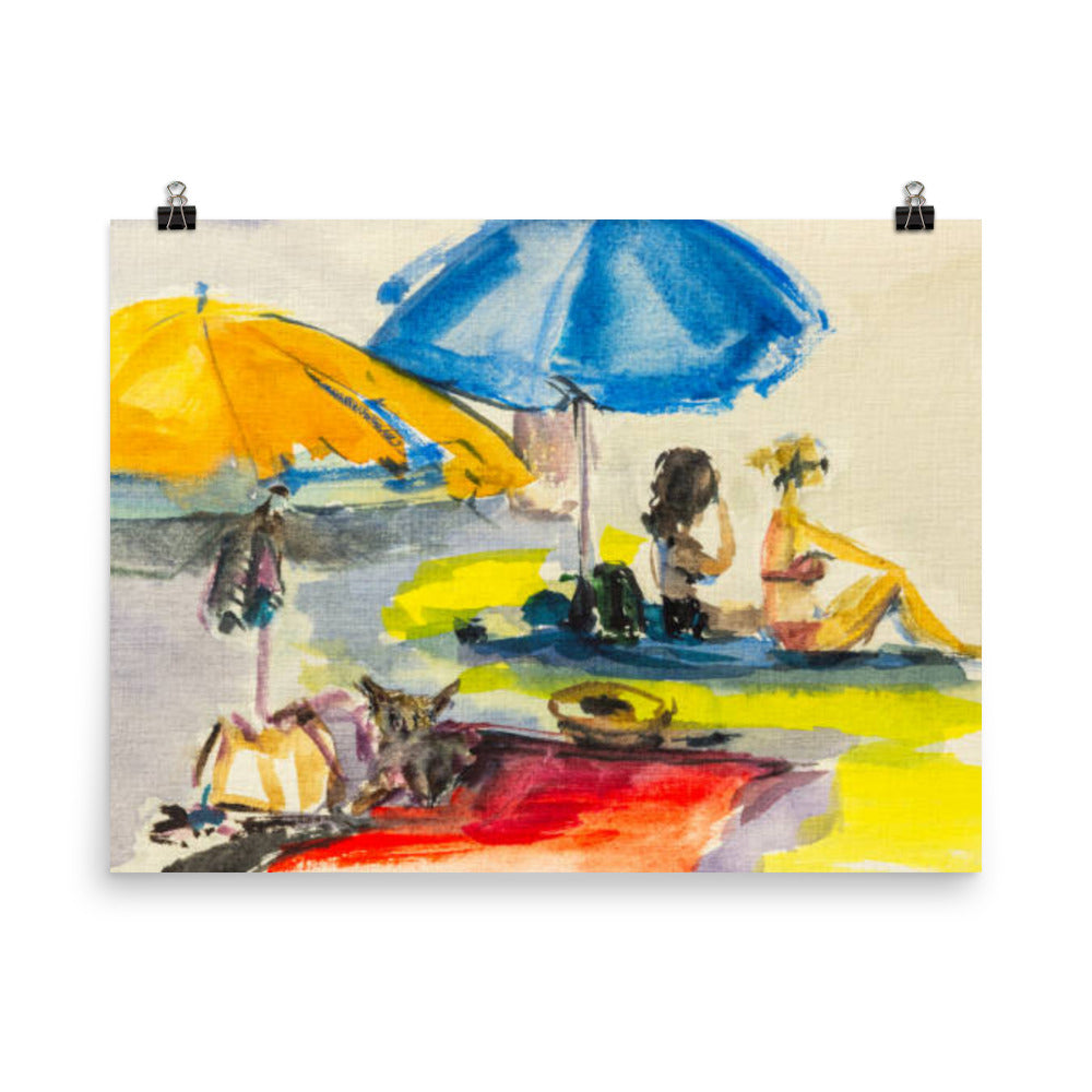 People at Beach Watercolor