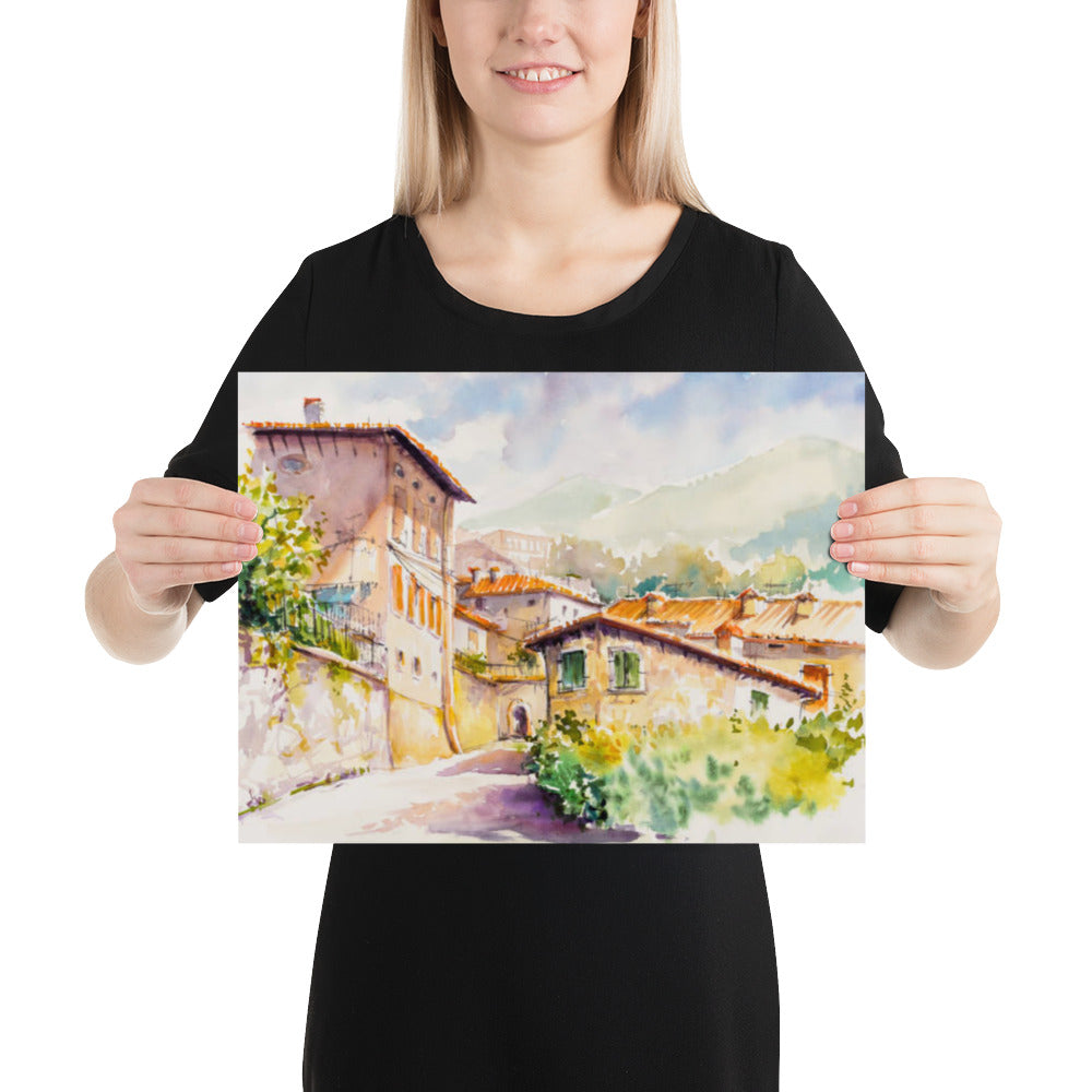 Italian Village Watercolor