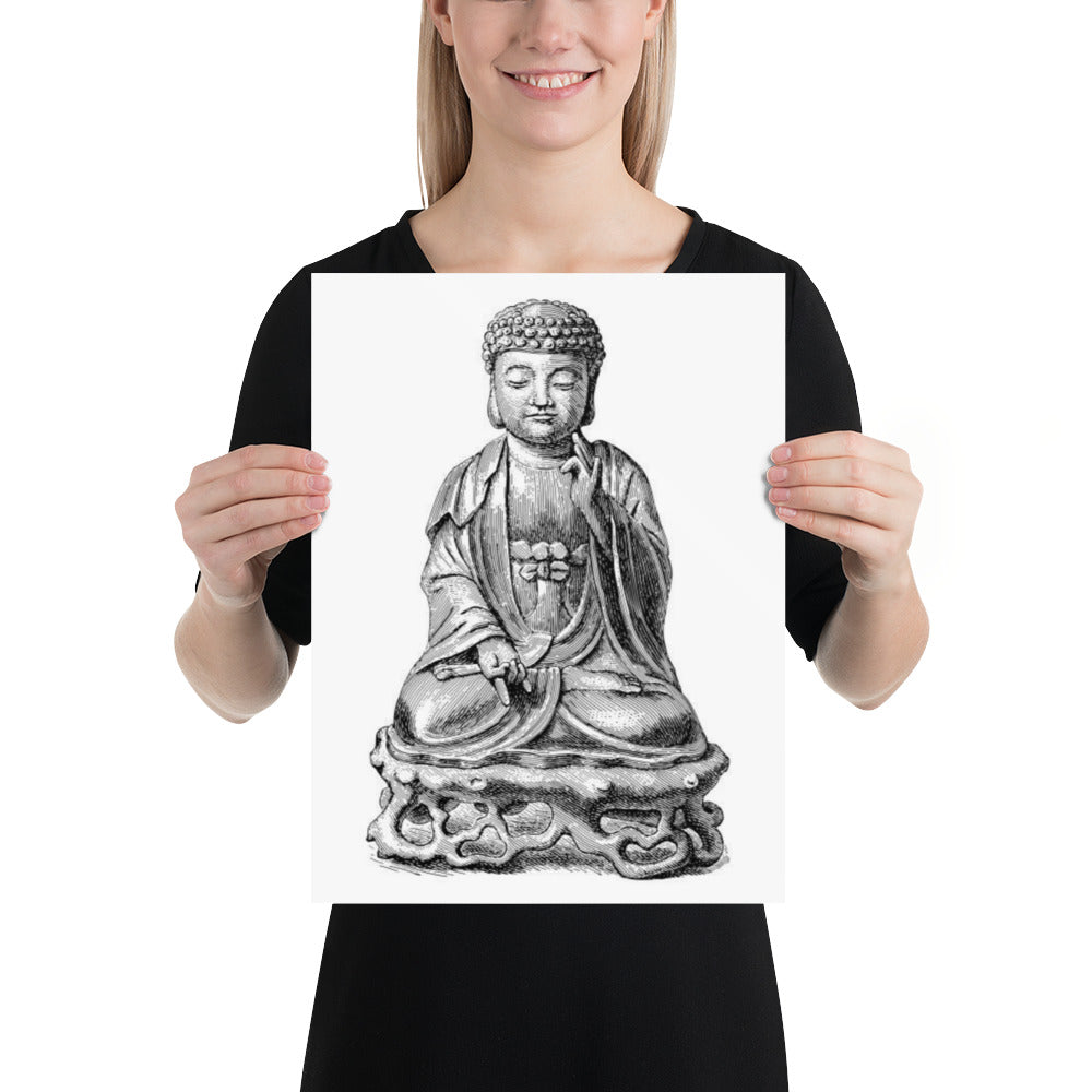 Vintage Buddha Engraved Illustration