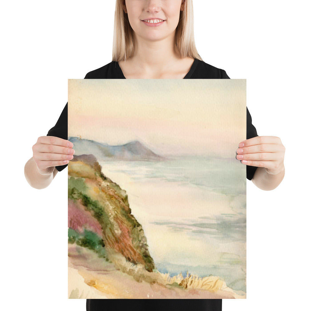 Watercolor Cliff Landscape