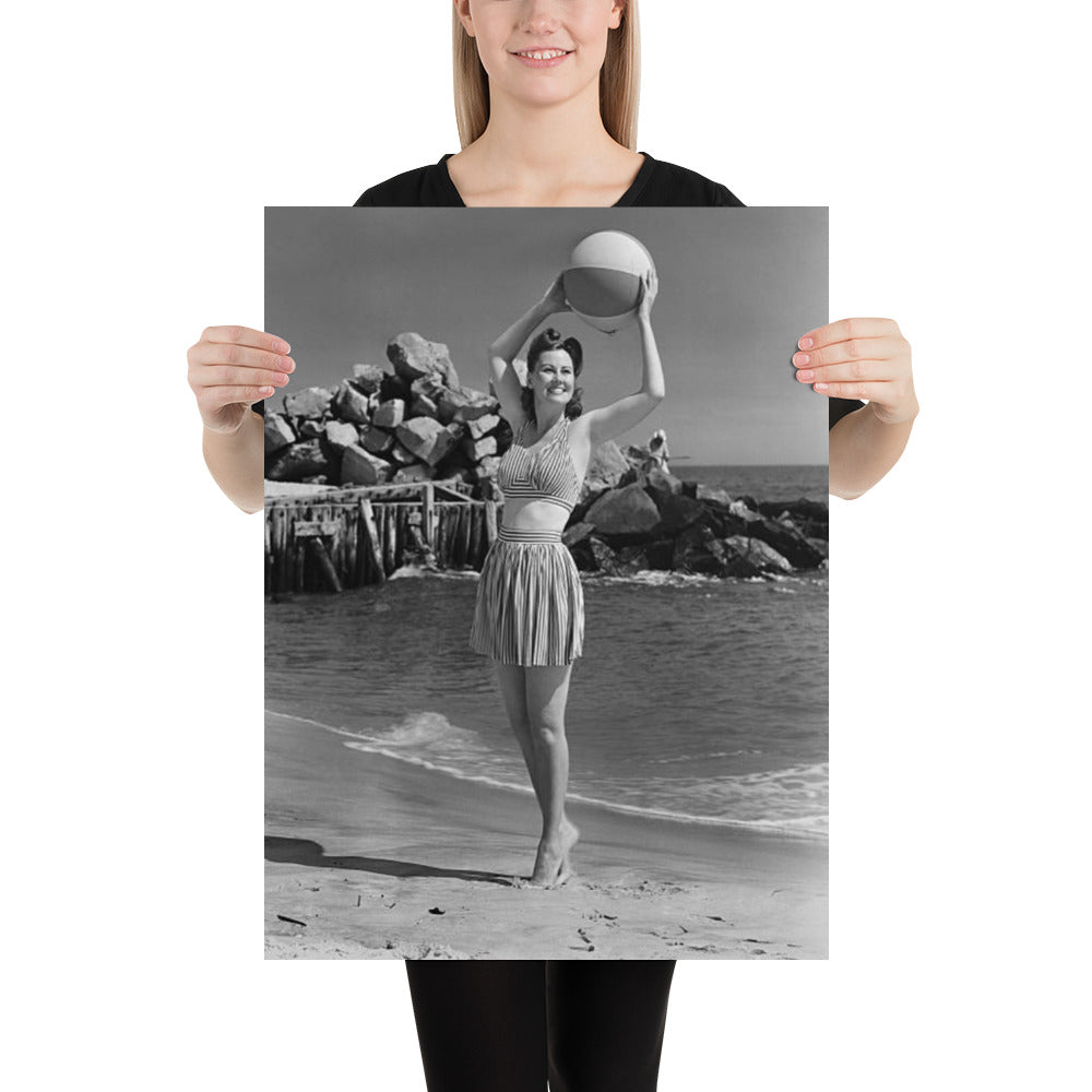 Vintage Woman on Beach