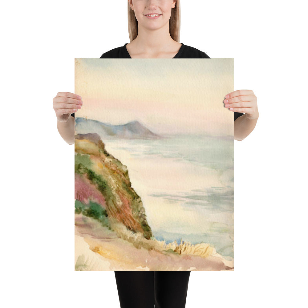 Watercolor Cliff Landscape