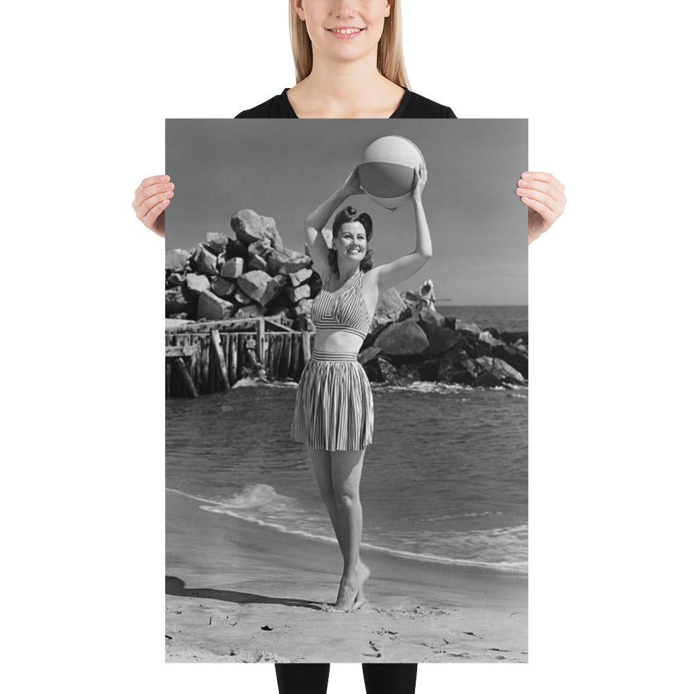 Vintage Woman on Beach
